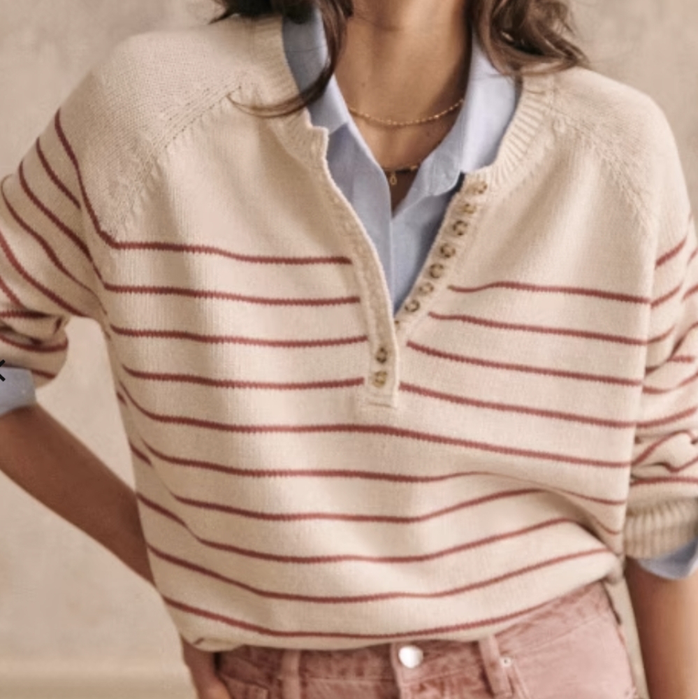 Sezane Leontine sweater rosewood ecru xxs